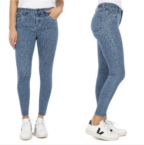 Kut From The Kloth Connie High Rise Ankle Skinny Leopard Jeans - Picture 1 of 8